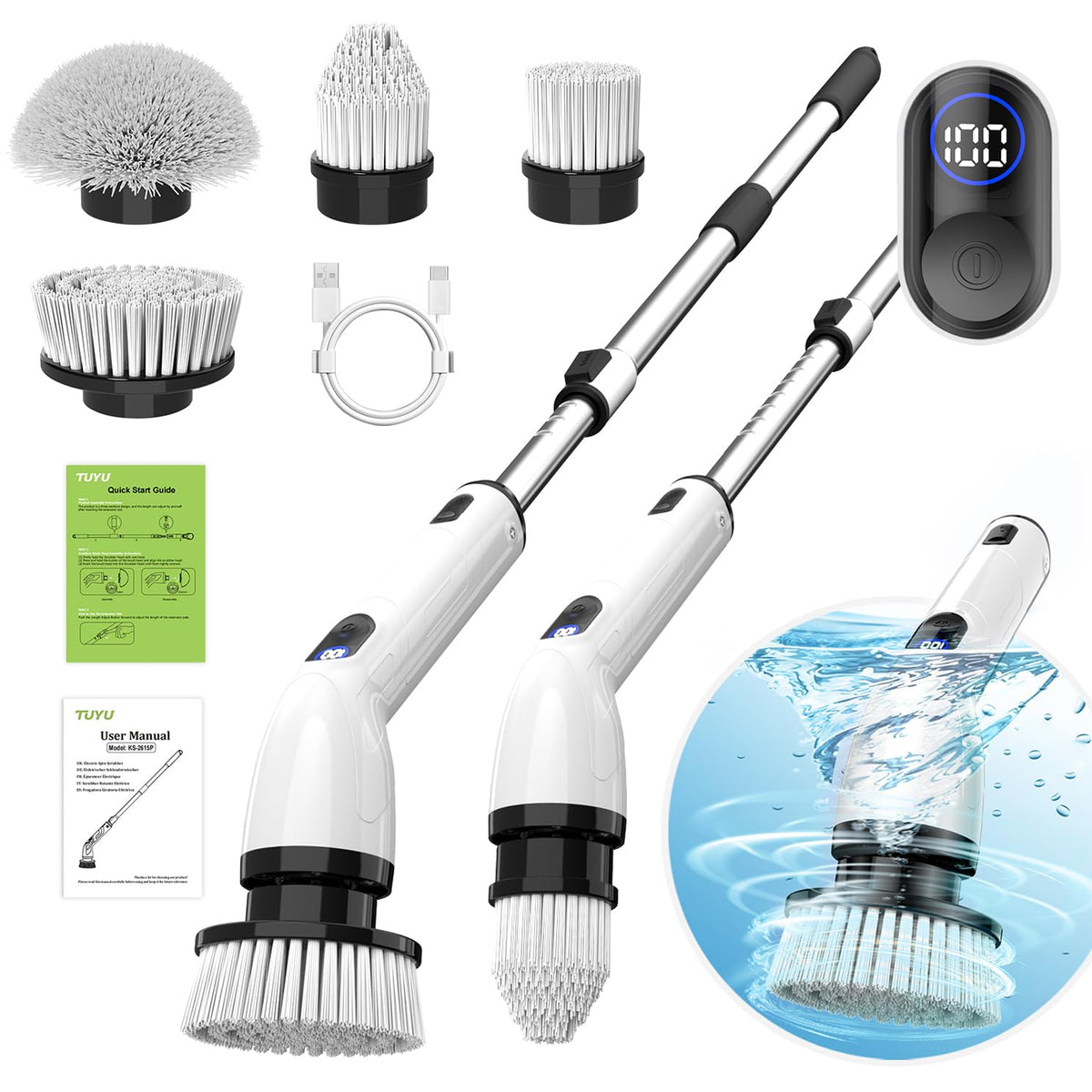 TUYU Cordless Electric Spin Scrubber