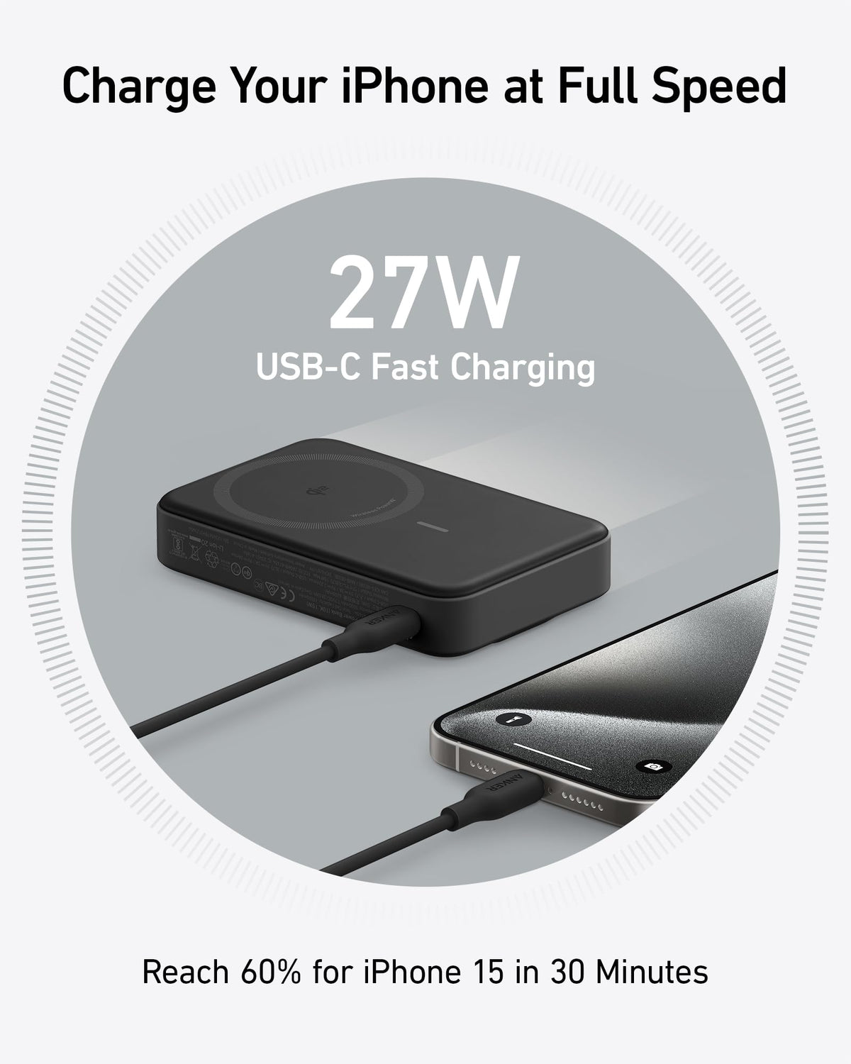 Anker MagGo 10K Power Bank with Display & Stand